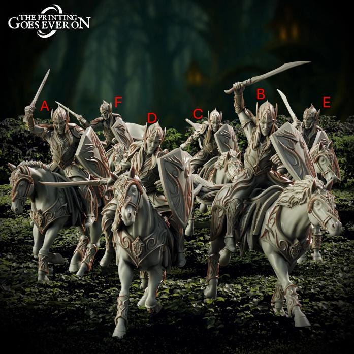 Tabletop Minitures | Elderwood Elves | Knights | The Printing Goes Ever On | Herr der Ringe | MESBG | Fantasy Miniaturen