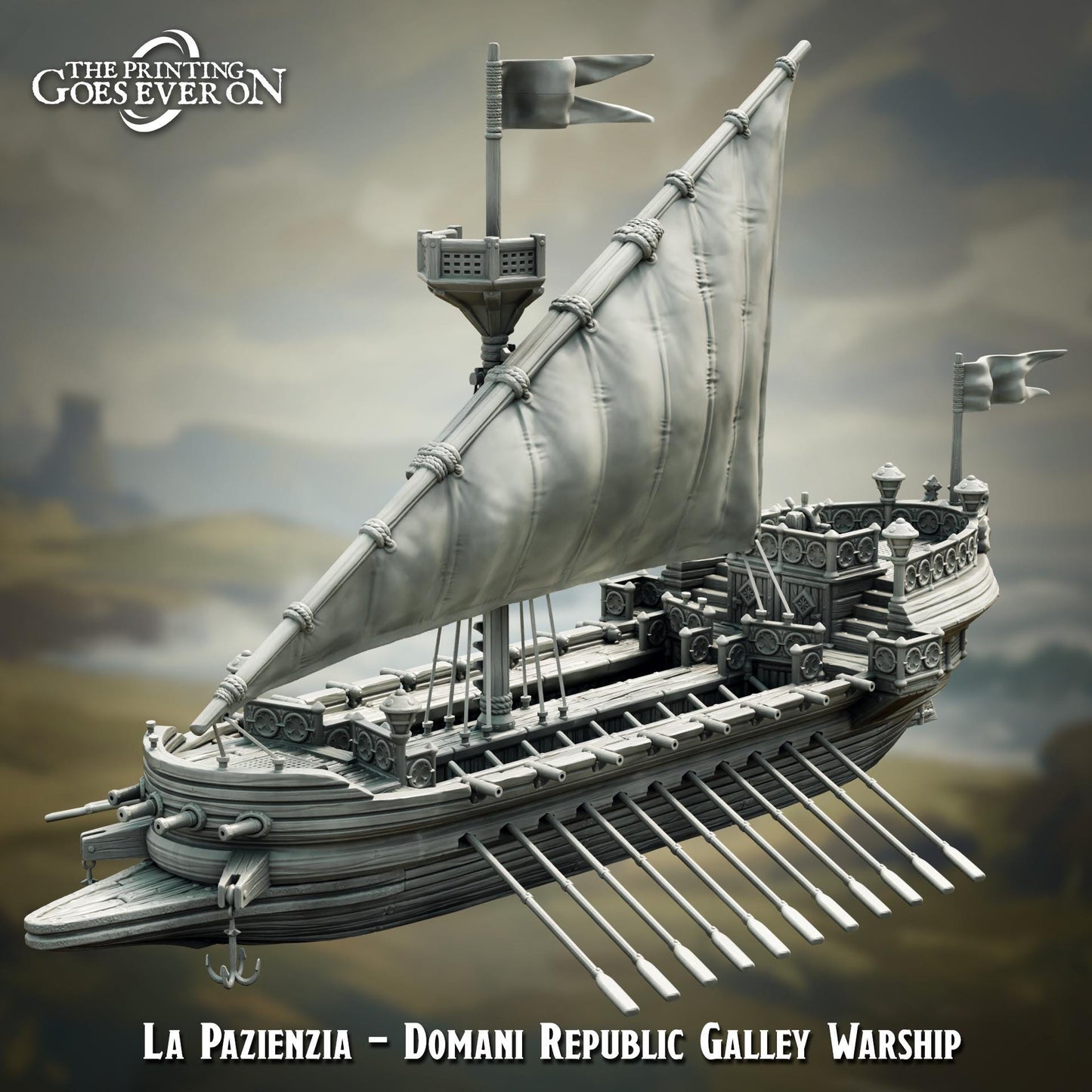 Tabletop Gelände | Ship | Domani Republic Galley Warship | The printing goes ever on | Fantasy terrain